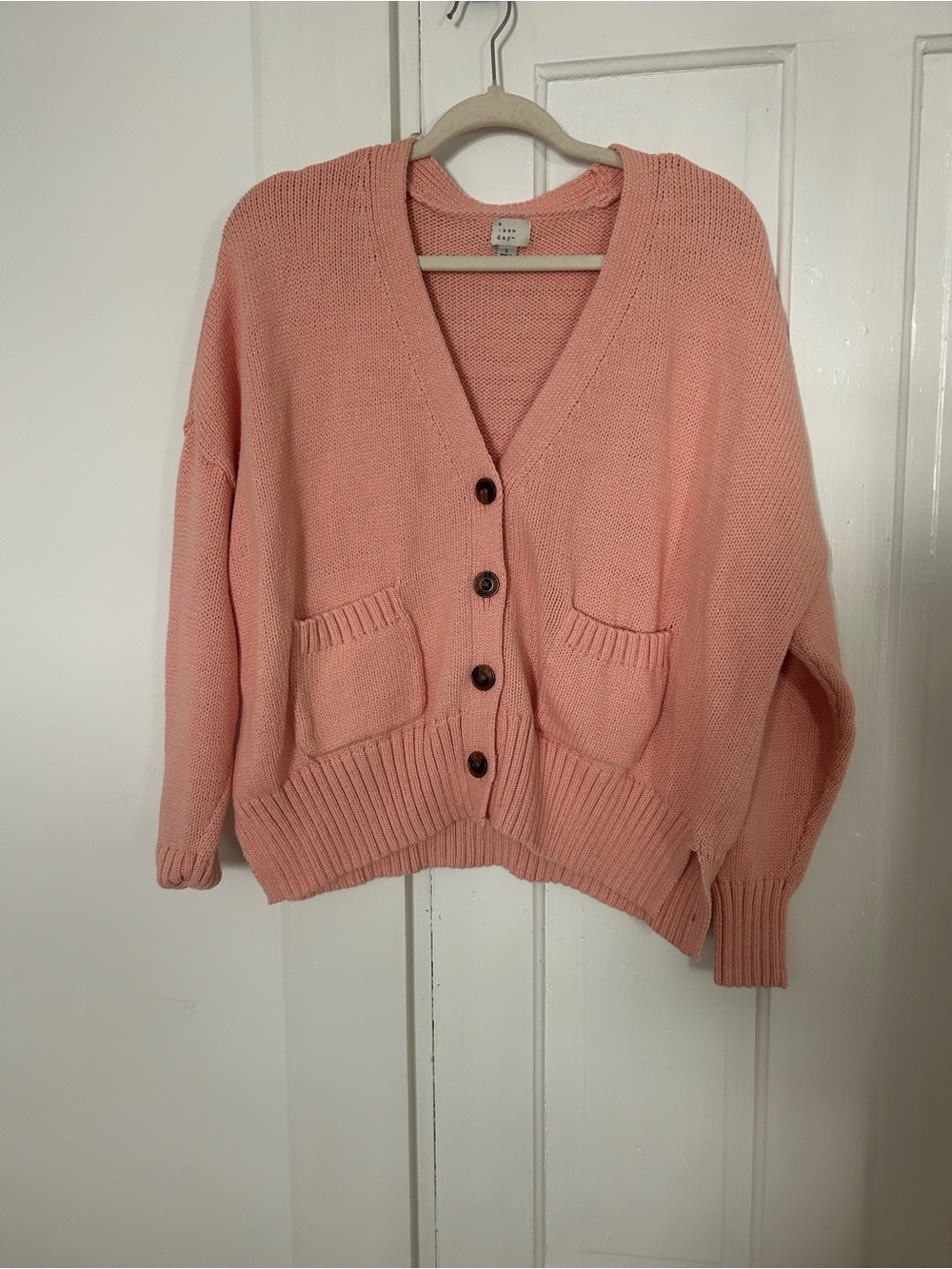 a new day Coral Pink V-Neck Button Cardigan
